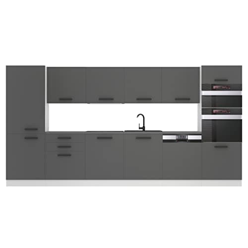 Meubles de Cuisine Complets Belini Naomi - 360 cm, Noir Étincelant