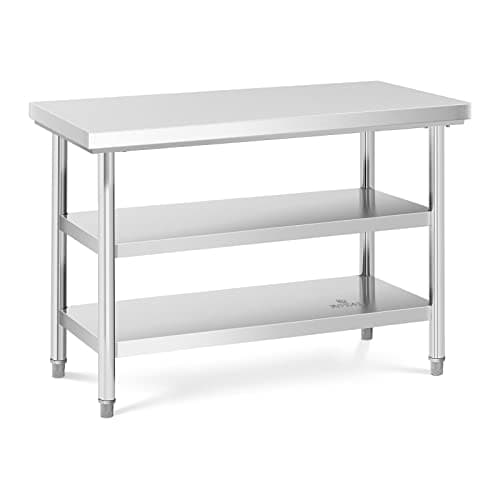Table de travail Royal INOX 600 kg Max. Cuisine Professionnelle Formats (120x60cm) Niveaux Adaptables
