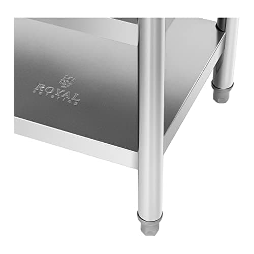 Table de travail Royal INOX 600 kg Max. Cuisine Professionnelle Formats (120x60cm) Niveaux Adaptables