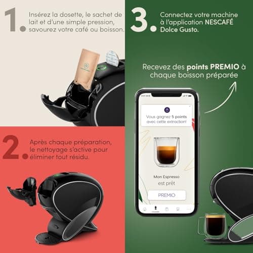 Machine à café Dolce Gusto NEO Krups + 3 boîtes de dosettes compostables (Espresso, Lungo, Cappuccino) - Cafetière multi