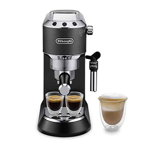 Machine à café De'Longhi Dedica Style pour café moulu ou dosettes, Pompe en acier inoxydable, Réservoir de 1,3L, Système