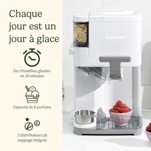 Cuisinart Sorbetière ICE48U - 1.42L Machine à Crème Glacée sans Lait, 6 Portions Prêtes en 20 Minutes, Distributeur Élec