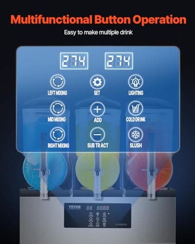 VEVOR Machine à Granité Professionnelle Commerciale, Acier Inoxydable Réservoir 144 Tasses, Boissons Glacées Margarita S
