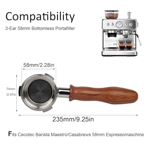 Cecotec Barista Maestro Porte-filtre sans fond 58 mm avec trois oreilles | pour machine à expresso | facile à nettoyer |