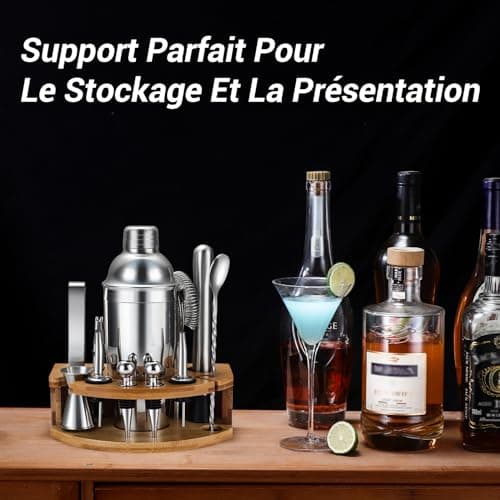 Kit Shaker à Cocktail Argenté pour Bar à Domicile Fête|Kit Cocktail 12 Pièces Acier Inoxydable Fête|Machine à Cocktail S