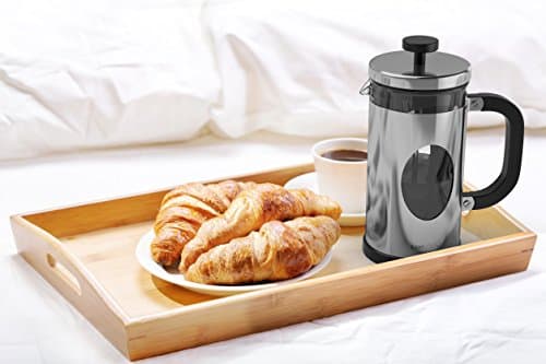 bonVIVO GAZETARO I - Cafetière Piston INOX, Cafetière à Piston, French Press en INOX et Verre Finition Argentée - Grande