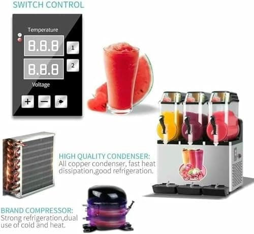 Machine à granité inoxydable commerciale 36 L pour cocktails et jus en acier inoxydable