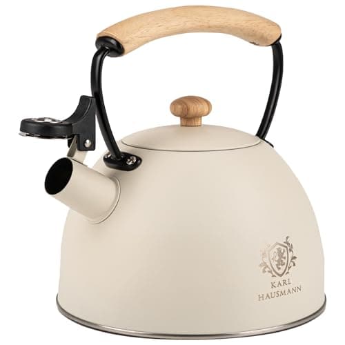 KARL HAUSMANN Bouilloire Inox Sifflante - |5L Bouilloir Traditionnel Rétro - Poignée Résistante à la Chaleur Induction/G