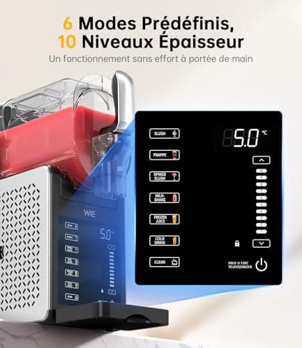 WIE Machine à Slush |6L pour Maison | 6 Programmes | Autonettoyage | Pour Margarita, Cocktail, Milkshake, Frappé