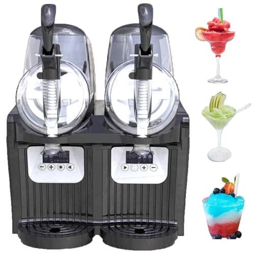 Machine à Granité Commerciale de 2,5 L à Double Réservoir en Acier Inoxydable, 300 W pour Cafés et Restaurants, Machine