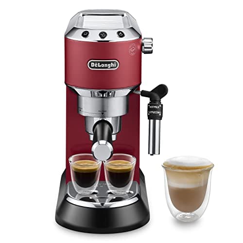 Machine à café De'Longhi Dedica Style pour café moulu ou dosettes, Pompe en acier inoxydable, Réservoir de 1,3L, Système