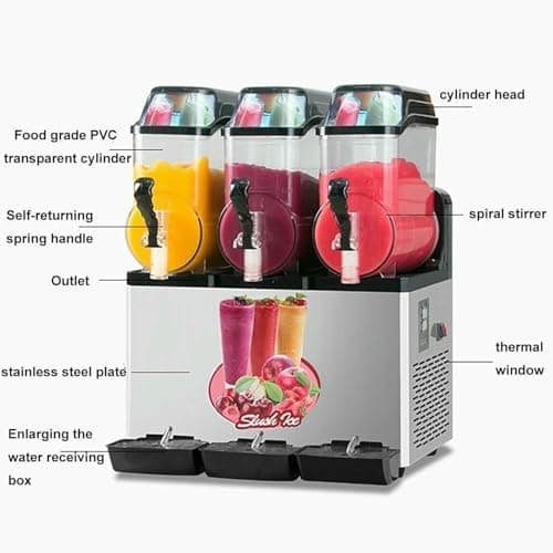 Machine à granité inoxydable commerciale 36 L pour cocktails et jus en acier inoxydable