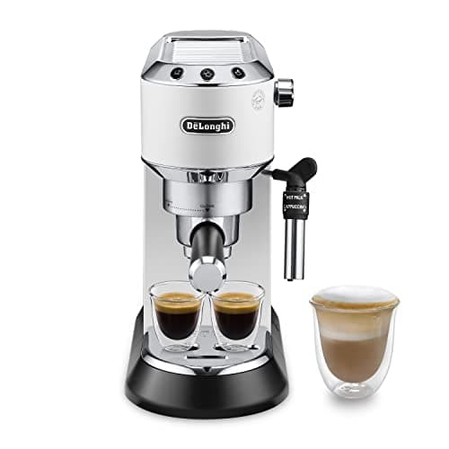 Machine à café De'Longhi Dedica Style pour café moulu ou dosettes, Pompe en acier inoxydable, Réservoir de 1,3L, Système