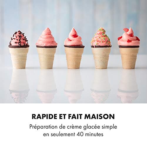 Klarstein Sweet Sundae - Machine à glace turbo 40 min, Compresseur, 900 g crème glacée, 1,5L, Pas de pré-refroidissement