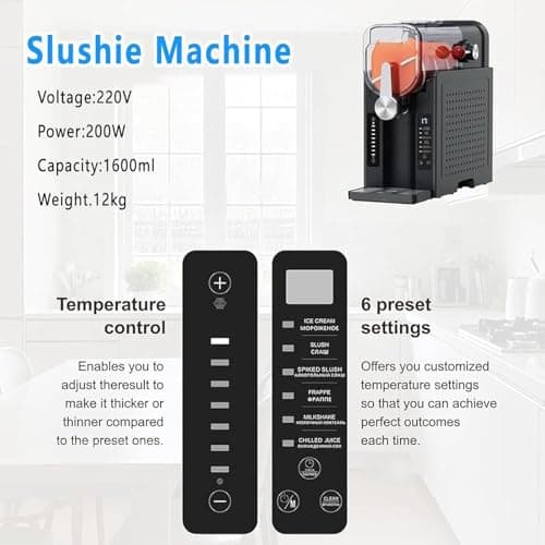 Machine À Granités OSPSHPG Tout-en-Un pour La Maison, Machine À Granités 1,6 L Écran LED sans Glace 6 Programmes Prérégl