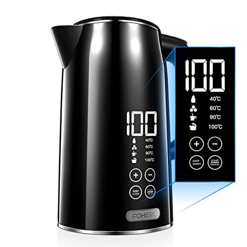 FOHERE Bouilloire Électrique 2200W Anti-brûlure | 4 Températures Préréglées | Conservation de la Chaleur 4 Heures