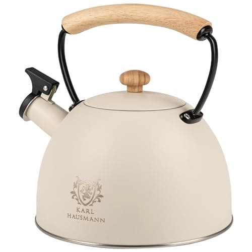 KARL HAUSMANN Bouilloire Inox Sifflante - |5L Bouilloir Traditionnel Rétro - Poignée Résistante à la Chaleur Induction/G