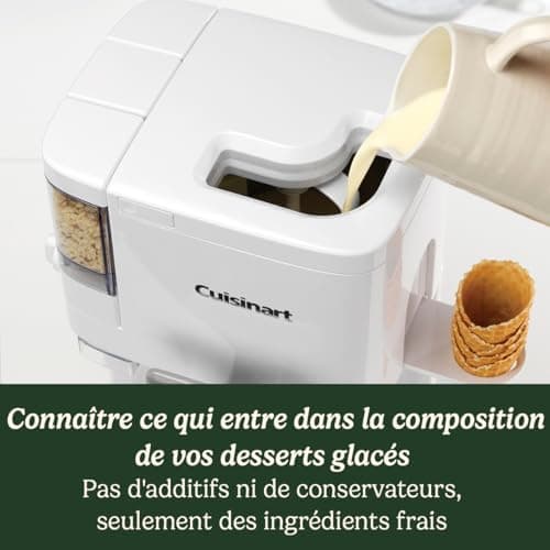 Cuisinart Sorbetière ICE48U - 1.42L Machine à Crème Glacée sans Lait, 6 Portions Prêtes en 20 Minutes, Distributeur Élec