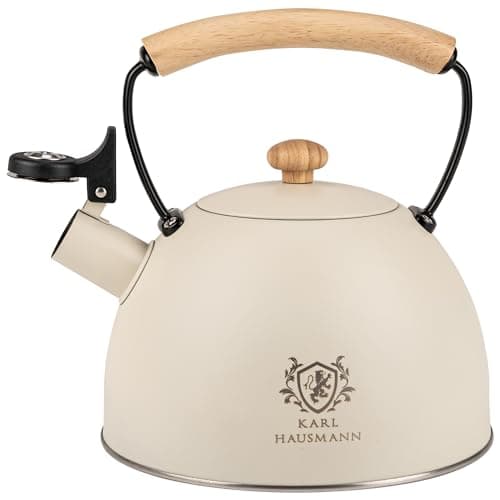 KARL HAUSMANN Bouilloire Inox Sifflante - |5L Bouilloir Traditionnel Rétro - Poignée Résistante à la Chaleur Induction/G