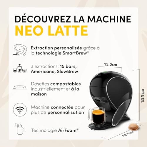 Machine à café Dolce Gusto NEO Krups + 3 boîtes de dosettes compostables (Espresso, Lungo, Cappuccino) - Cafetière multi