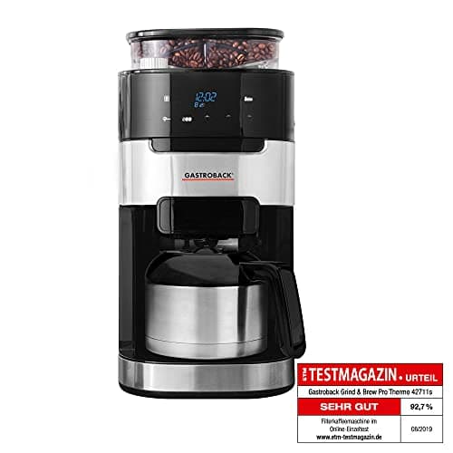 Gastroback Grind & Brew Pro Thermo Machine à café filtre 1 L pour amateurs de café haut de gamme à la recherche de struc