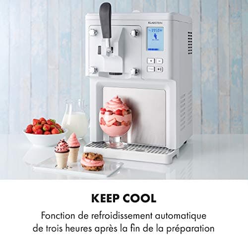 Klarstein Sweet Sundae - Machine à glace turbo 40 min, Compresseur, 900 g crème glacée, 1,5L, Pas de pré-refroidissement