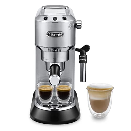 Machine à café De'Longhi Dedica Style pour café moulu ou dosettes, Pompe en acier inoxydable, Réservoir de 1,3L, Système
