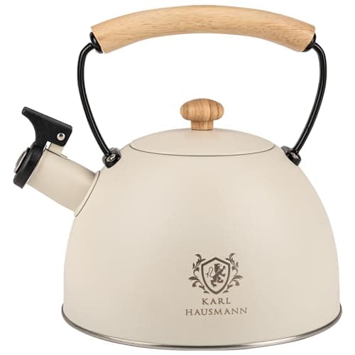 KARL HAUSMANN Bouilloire Inox Sifflante - |5L Bouilloir Traditionnel Rétro - Poignée Résistante à la Chaleur Induction/G