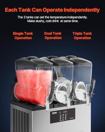 VEVOR Machine à Granité Professionnelle Commerciale, Acier Inoxydable Réservoir 144 Tasses, Boissons Glacées Margarita S