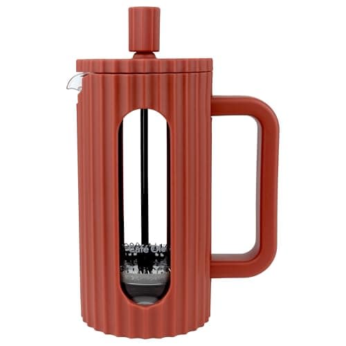 Café Olé Ciao 3 tasses cafetière à piston rouge, passoire en acier inoxydable, idéale pour la maison
