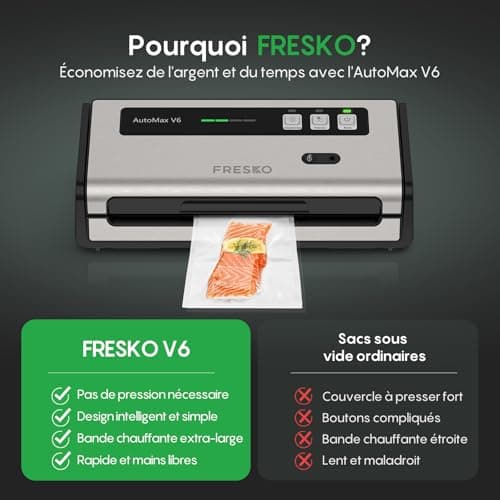 Machine à sous-vide FRESKO Automax V6, doubles parois thermoscellées, coupe-sac intégré