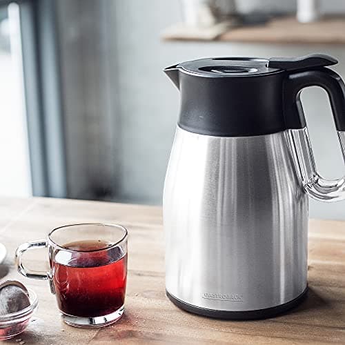 Gastroback 42426 Thermos Bouilloire Design Avancée en Acier Inoxydable 1.7L Noir pour Cuisine Élégante