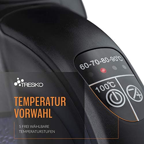 TRESKO Bouilloire électrique en cristal 1.8 L | Illumination LED | Fonction de Maintien au Chaud