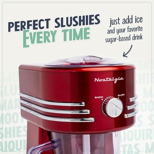Nostalgia Station de Boissons Gelées Parfaite pour Slush, Cones de Neige, Margaritas, Lames en Acier Inoxydable, 1,1 L,