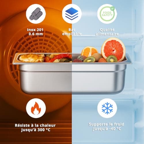 Arreo Chef - Bacs Gastronorme GN 1/1 Inox 201 pour Cuisine Professionnelle - Bacs Gastro x4 - Restauration, Traiteur, Hô