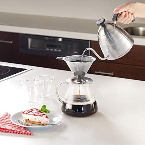 Westmark Brasilia Plus Carafe à Eau avec Thermomètre et Bras de Cygne, Compatible Induction, Acier Inoxydable 18/8, 2458