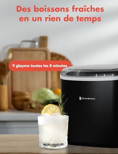 KitchenBrothers Machine à Glaçons Professionnel - Grande Capacité - Machine Portable avec Poignée - Pelle Incluse - 1,2L