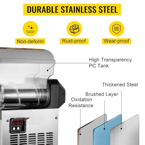 Machine à Granité 15L x 2 pour Cafés et Bars - Réfrigération Efficace en Acier Inoxydable Argenté