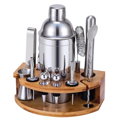 Kit Shaker à Cocktail Argenté pour Bar à Domicile Fête|Kit Cocktail 12 Pièces Acier Inoxydable Fête|Machine à Cocktail S