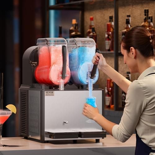 VEVOR Machine à Granité Commerciale Pour Restaurants, Réservoir Double 2x4L Inox 32 Tasses, Distributeur de Boissons Gla