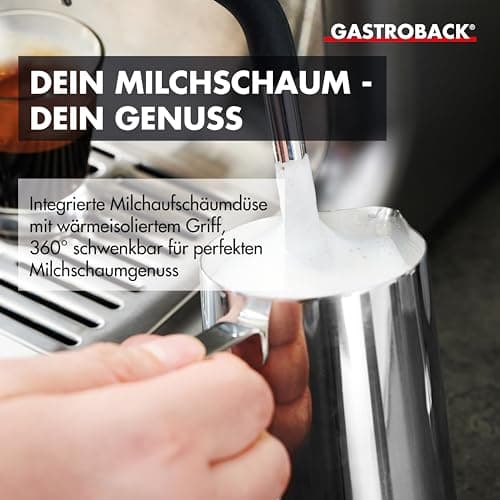 GASTROBACK Design Espresso Barista Pro Noir Acier Inoxydable Argenté pour Café Amateur Finales de Week-end 1500W
