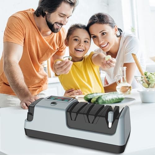 <think>
Okay, I need to optimize the product title for an electric knife sharpener using the given formula. The user wan