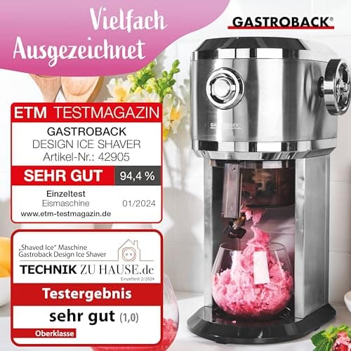 Machine à granité GASTROBACK pour la maison - Épaisseur de râpe et quantité de remplissage réglables - Pour cocktails gl