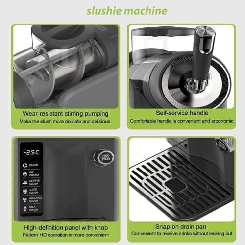 Machine à granité Black pour la maison, sans glace, autonettoyante, 5 en 1, 1,8 L avec refroidissement rapide et rotatio