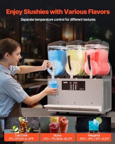 VEVOR Machine à Granité Professionnelle Commerciale, Acier Inoxydable Réservoir 144 Tasses, Boissons Glacées Margarita S
