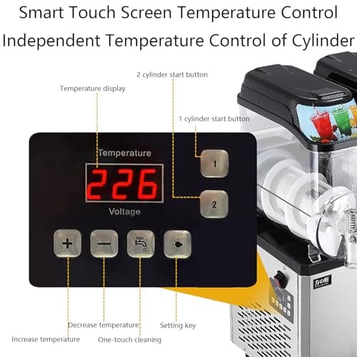Machine à Granité Commerciale GESAIDES, Machine à Granité avec Réservoir 12LX2, Nettoyage Automatique pour la Maison  
M