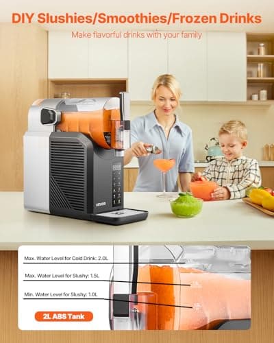 VEVOR Machine à Granita Autonettoyante 2 L, Boissons Glacées Acier Inoxydable, Maison Restaurateurs Bars