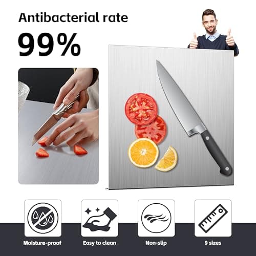 Plaque Inox Cuisine en Acier Inoxydable pour Professionnels et Amateurs, Planche à Découper Protege Plan de Travail avec