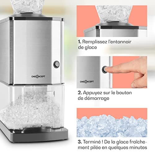 OneConcept Machine à Glaçons pour la Maison, Grande Capacité de 3,5L, Fabrique Rapidement Jusqu'à 15kg