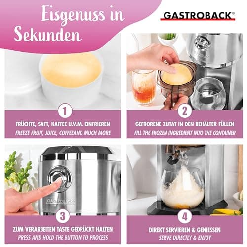 Machine à granité GASTROBACK pour la maison - Épaisseur de râpe et quantité de remplissage réglables - Pour cocktails gl